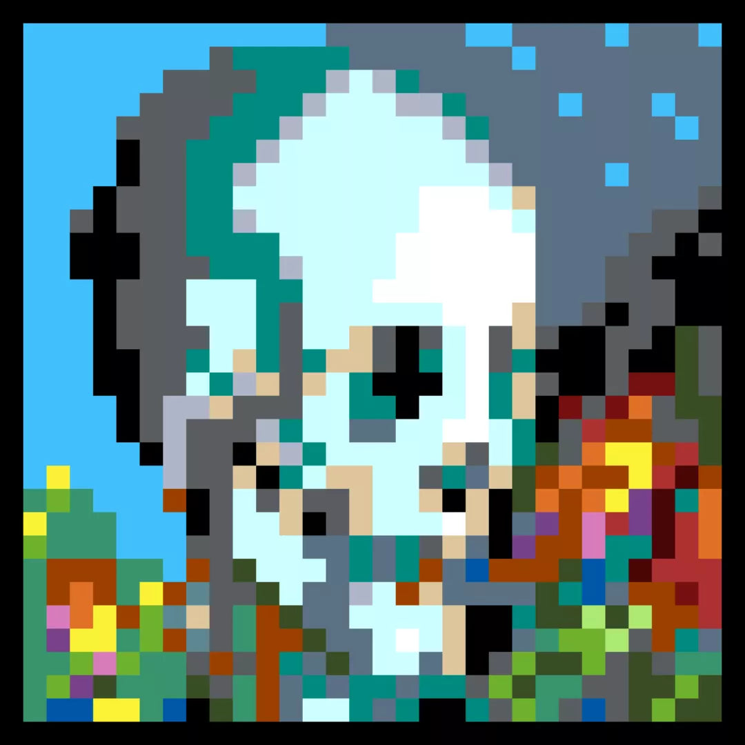 Cuadro Calavera y Rosas - Minecraft para armar - 1024 piezas