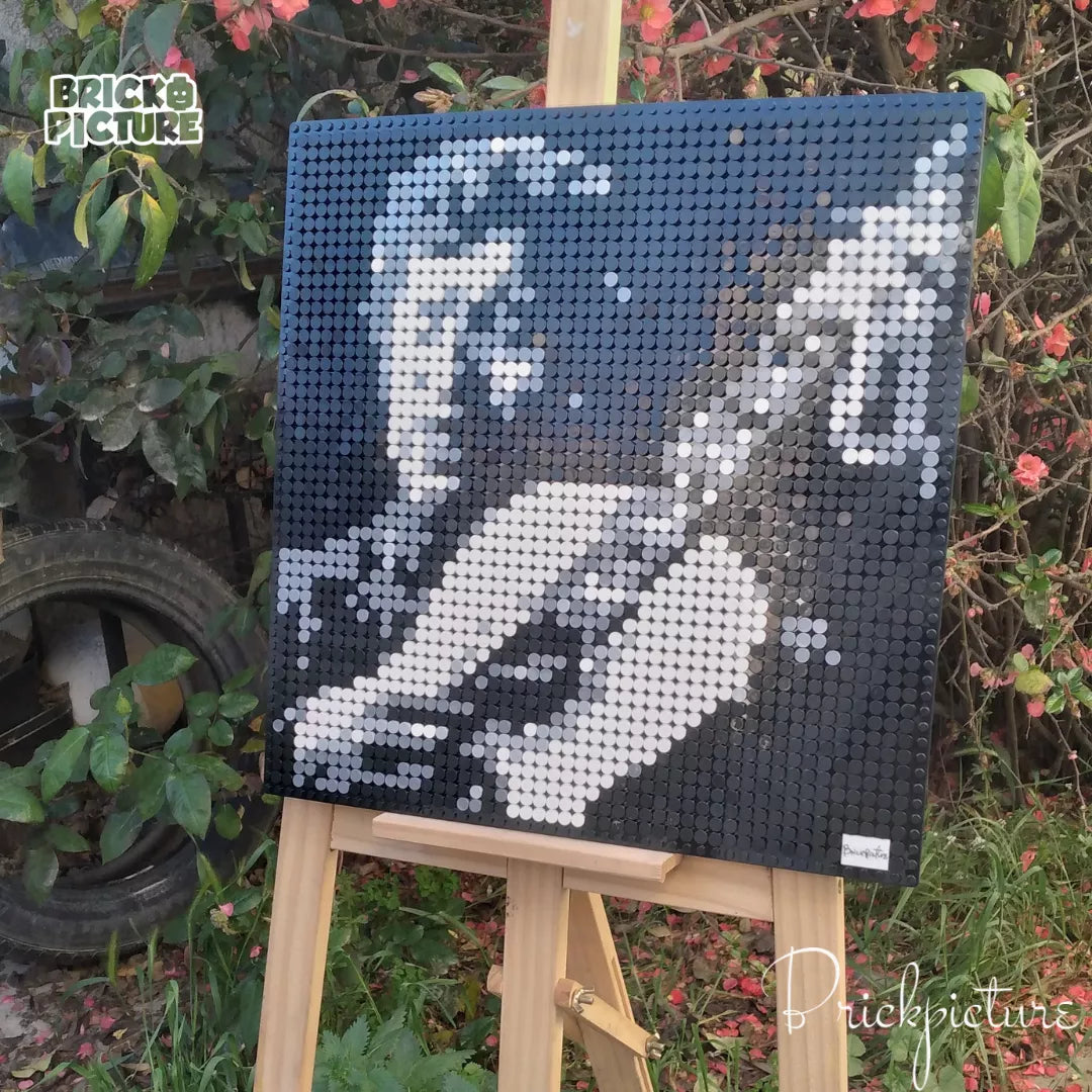 Mosaico LEGO Víctor Jara - Homenaje pixel art de 2500 piezas