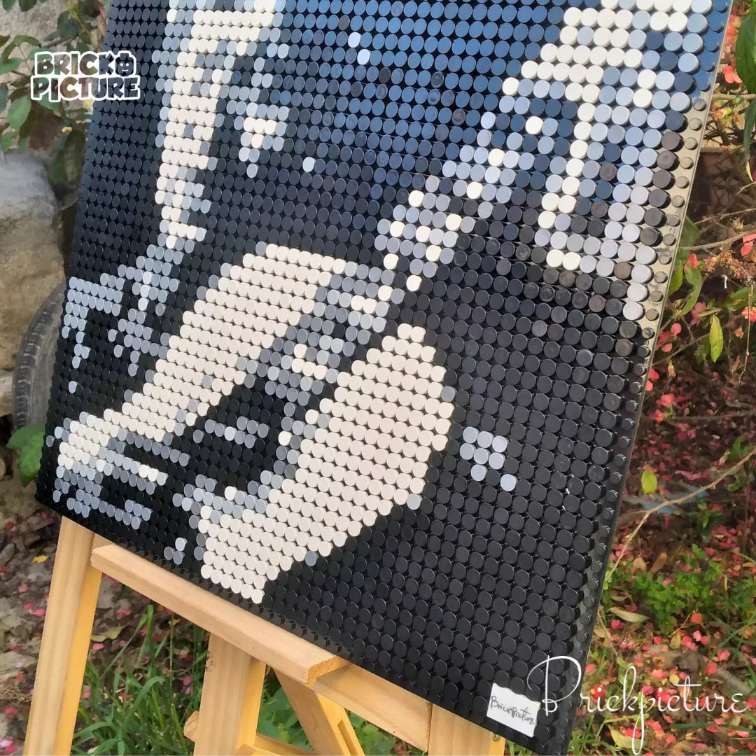 Mosaico LEGO Víctor Jara - Homenaje pixel art de 2500 piezas