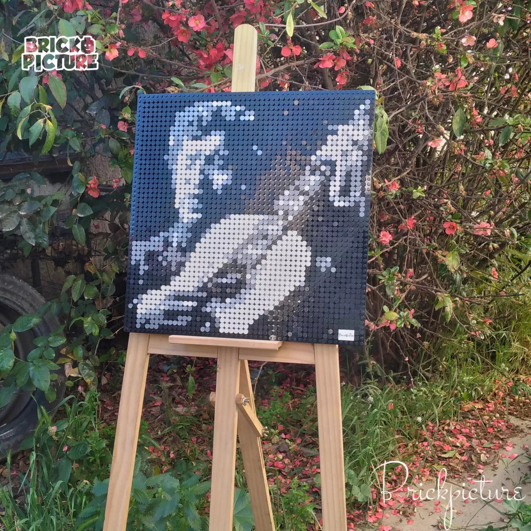 Mosaico LEGO Víctor Jara - Homenaje pixel art de 2500 piezas