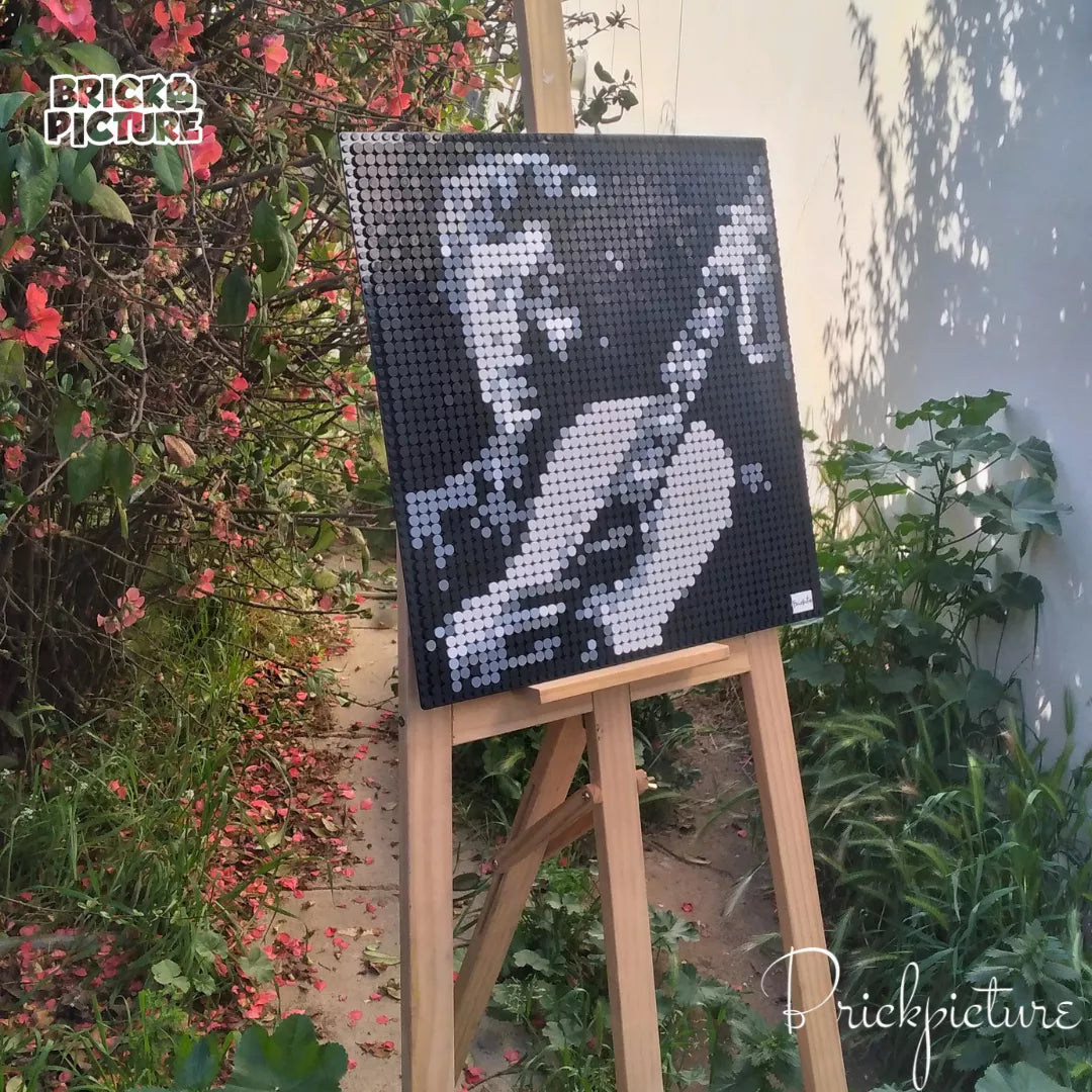 Mosaico LEGO Víctor Jara - Homenaje pixel art de 2500 piezas