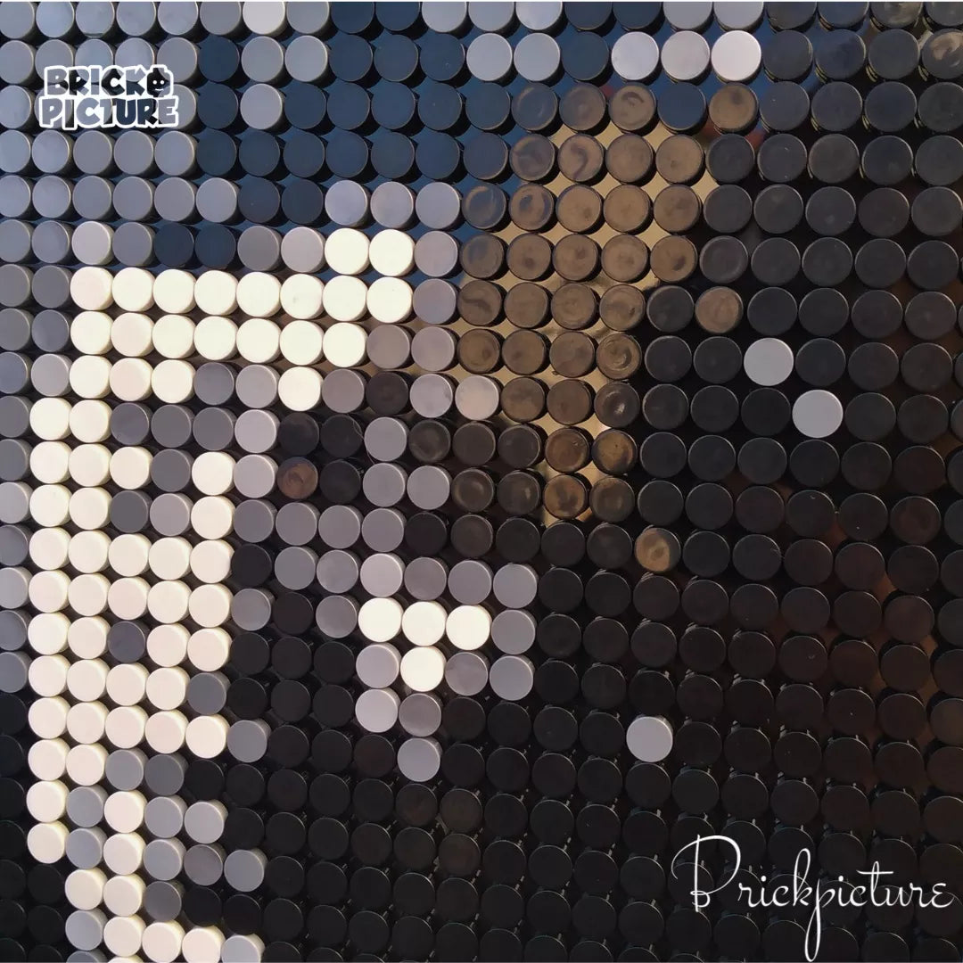 Mosaico LEGO Víctor Jara - Homenaje pixel art de 2500 piezas