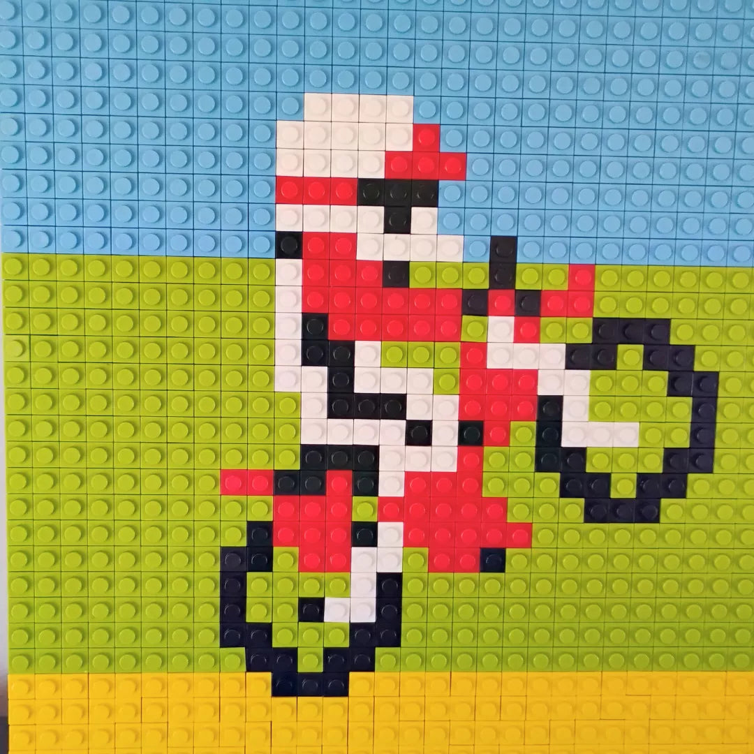 Cuadro decorativo diseño pixel art retro Excitebike - 1024 piezas