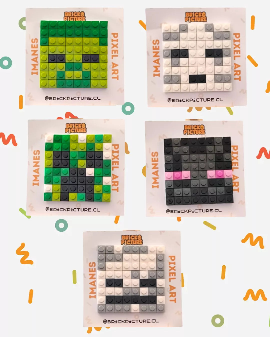 Colección de Imanes Pixel Art - Enemigos de Minecraft (Set de 5 Diseños)