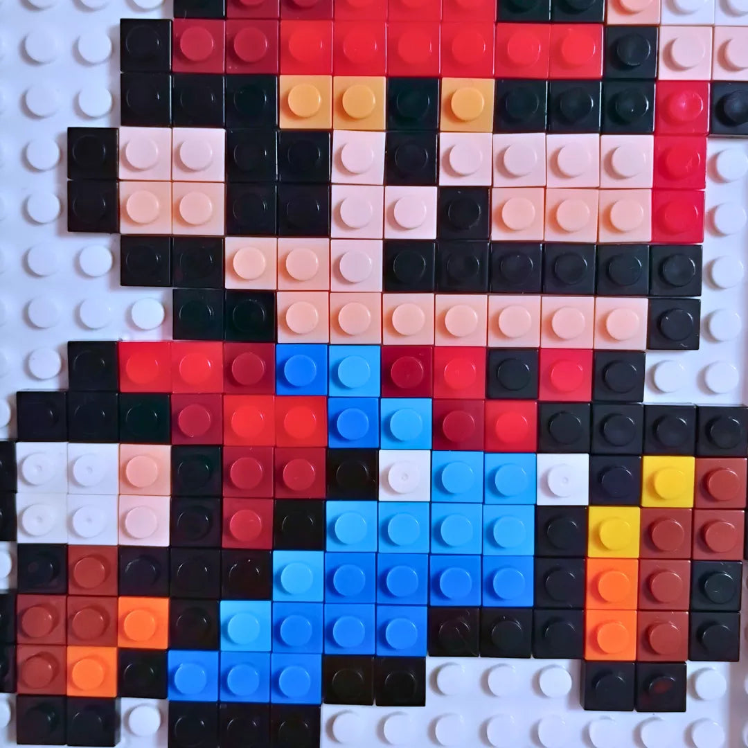 Mini Cuadro Pixel Art Mario Bros Saltando (192 piezas) con marco de madera | Decoración Gamer Retro | Brickpicture Chile