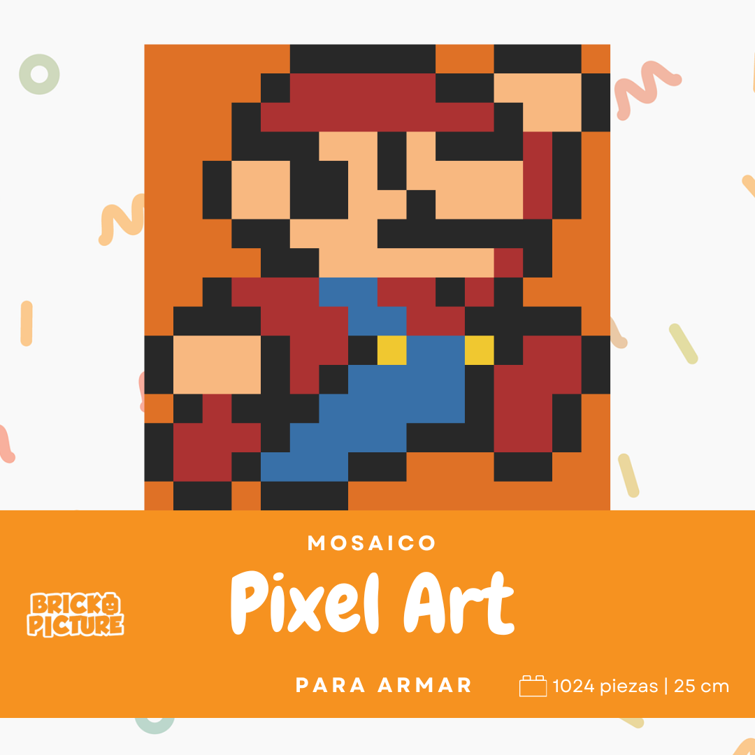 Mini cuadros de Mario Bros en pixel art Para Armar - 13cm | 256 piezas
