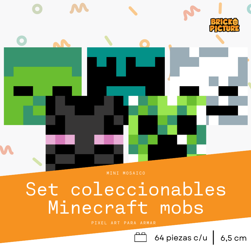Colección Minecraft Enemigos - 64 piezas - sticker o imanes