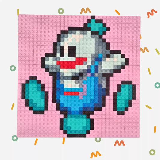 Cuadro decorativo diseño pixel art retro Snow Bros - 1024 piezas