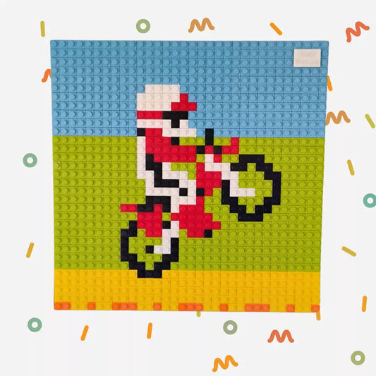 Cuadro decorativo diseño pixel art retro Excitebike  - 1024 piezas