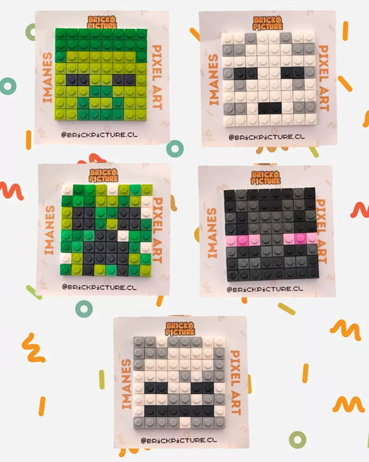 Colección de Imanes Pixel Art - Enemigos de Minecraft (Set de 5 Diseños)