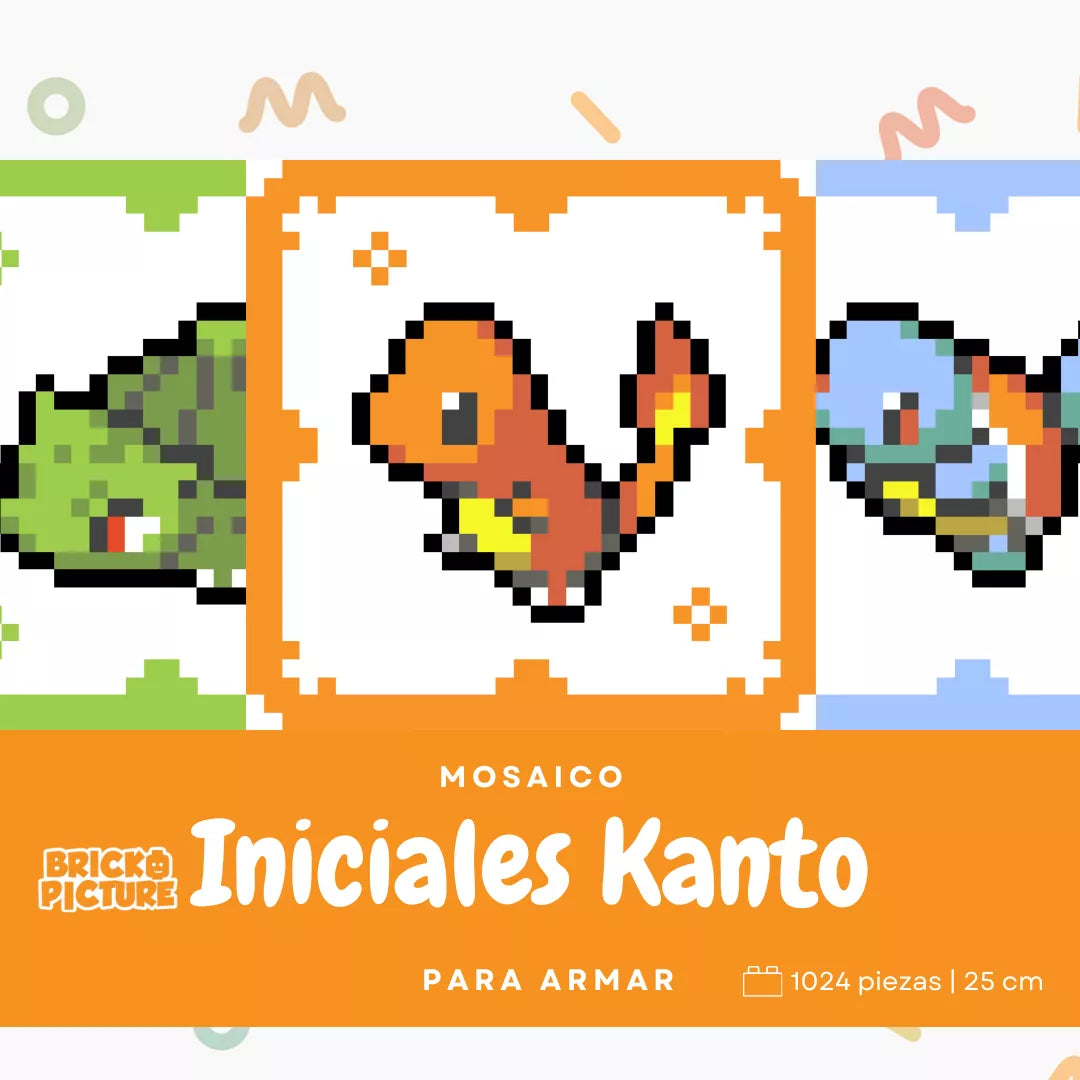 Mosaico LEGO® para Armar – Pokémon Retro Iniciales - 25cm | 1024 piezas