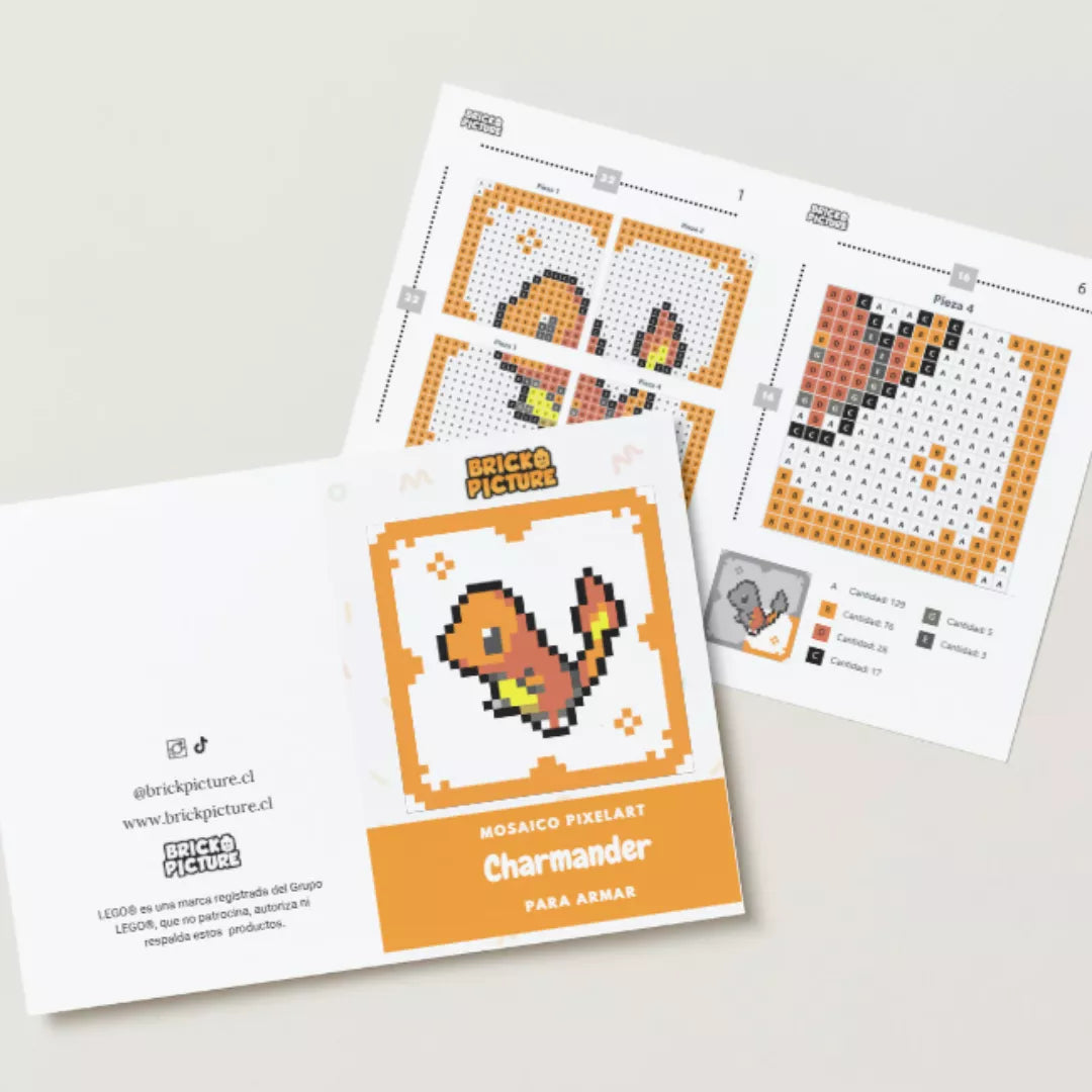 Mosaico LEGO® para Armar – Pokémon Retro Iniciales - 25cm | 1024 piezas