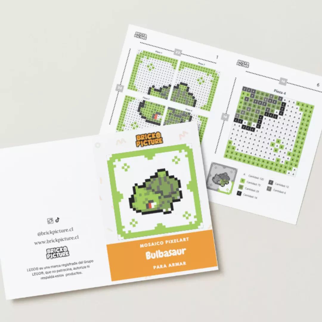 Mosaico LEGO® para Armar – Pokémon Retro Iniciales - 25cm | 1024 piezas