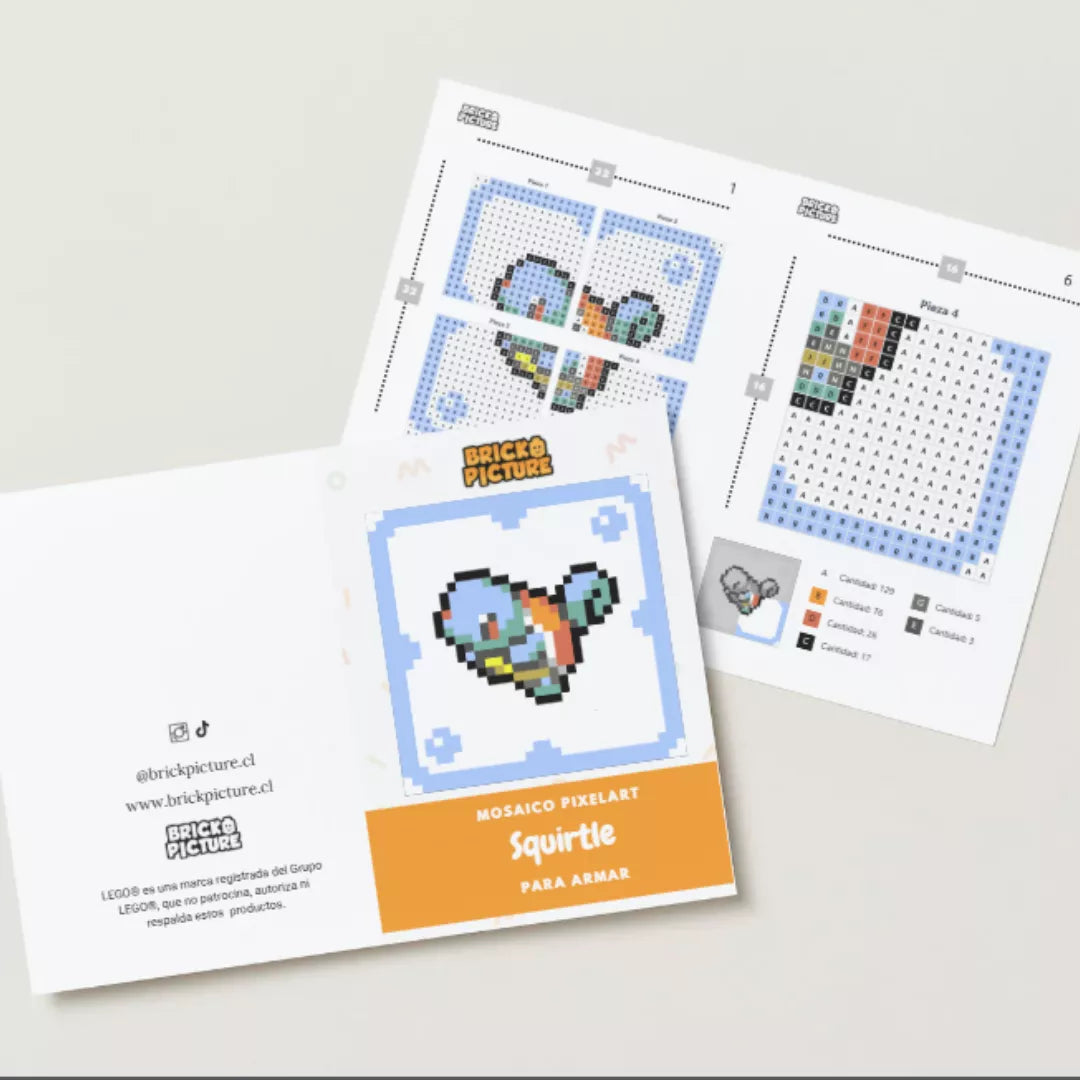 Mosaico LEGO® para Armar – Pokémon Retro Iniciales - 25cm | 1024 piezas