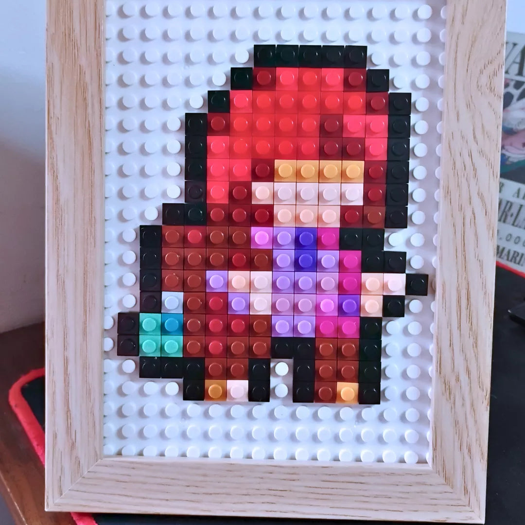 Cuadro Pixel Art Celeste (124 piezas) con marco de madera | Decoración Gamer Indie Retro | Brickpicture Chile