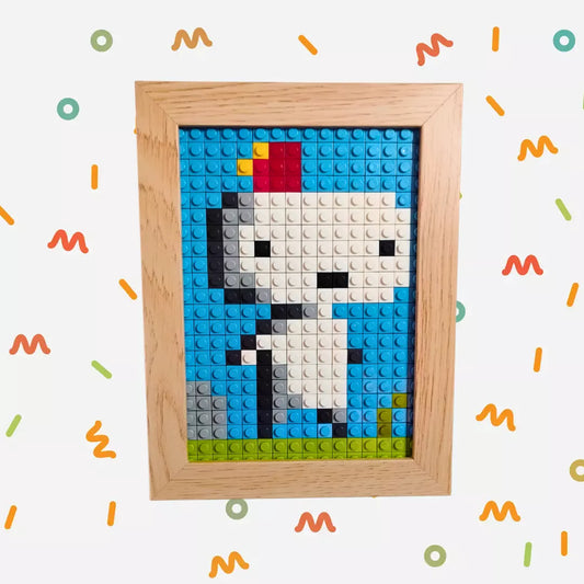 Cuadro Pixel Art FEZ (352 piezas) con marco de madera | Diseño Gamer Retro Indie | Brickpicture Chile