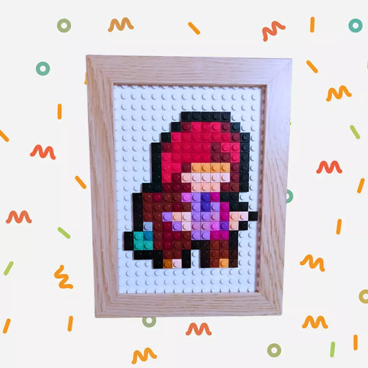 Cuadro Pixel Art Celeste (124 piezas) con marco de madera | Decoración Gamer Indie Retro | Brickpicture Chile