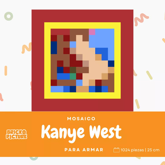 Cuadro Kanye West - diseño pixel art Para Armar - 13cm | 256 piezas
