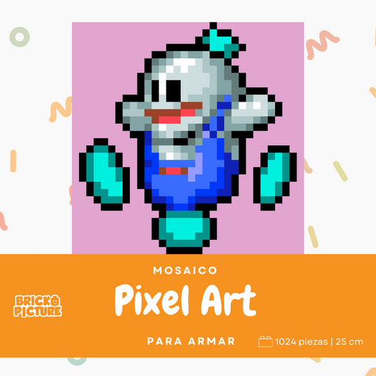 Mosaico pixel art retro Snow Bros Para Armar - 25cm | 1024 piezas