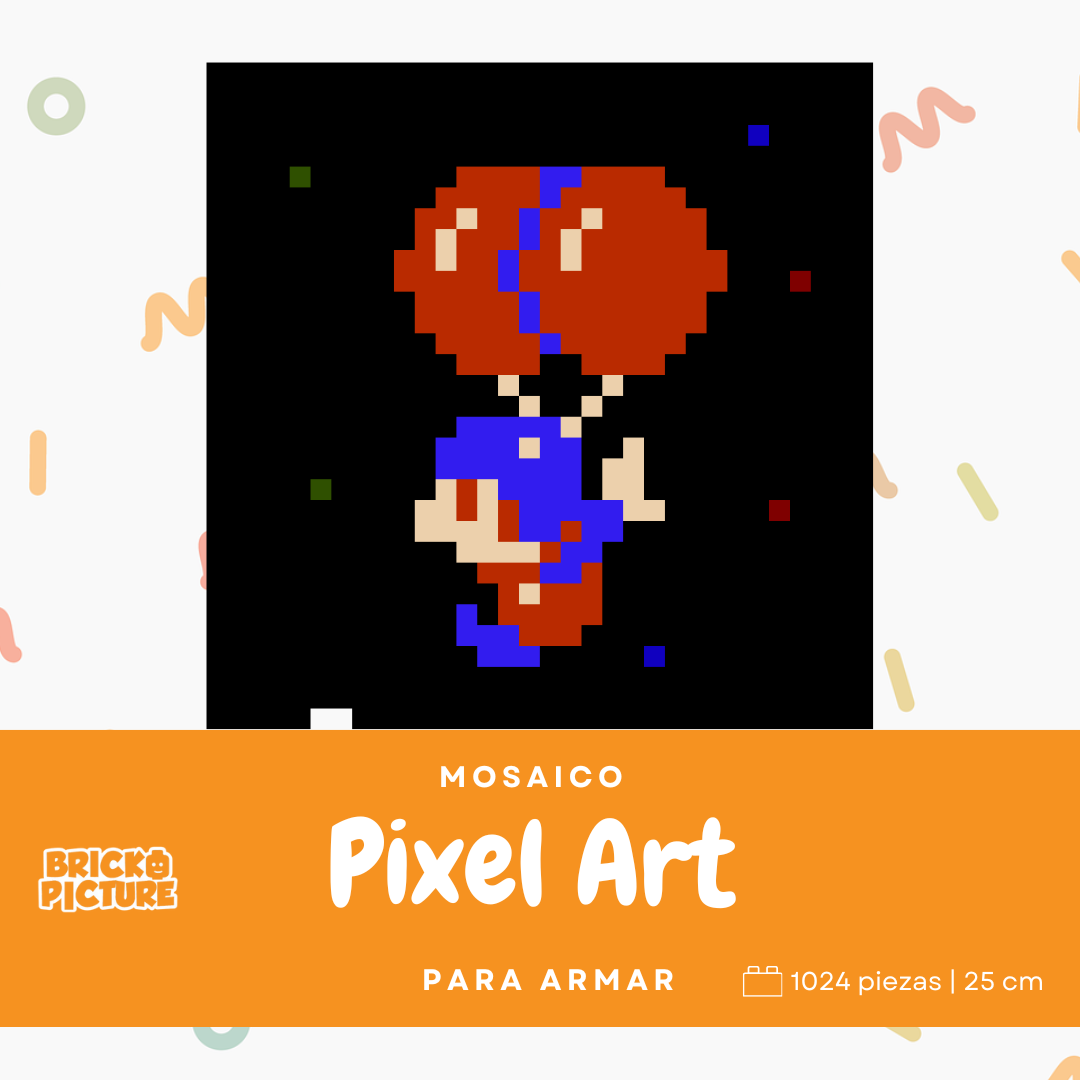 Mosaico pixel art retro Balloon Fight Para Armar - 25cm | 1024 piezas