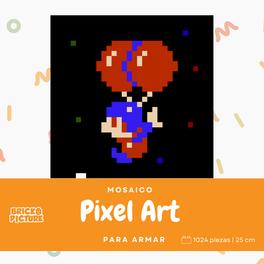 Mosaico pixel art retro Balloon Fight Para Armar - 25cm | 1024 piezas