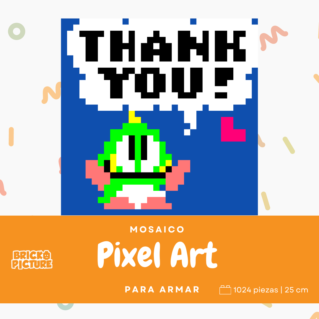Mosaico pixel art retro Bubble Bobble Para Armar - 25cm | 1024 piezas