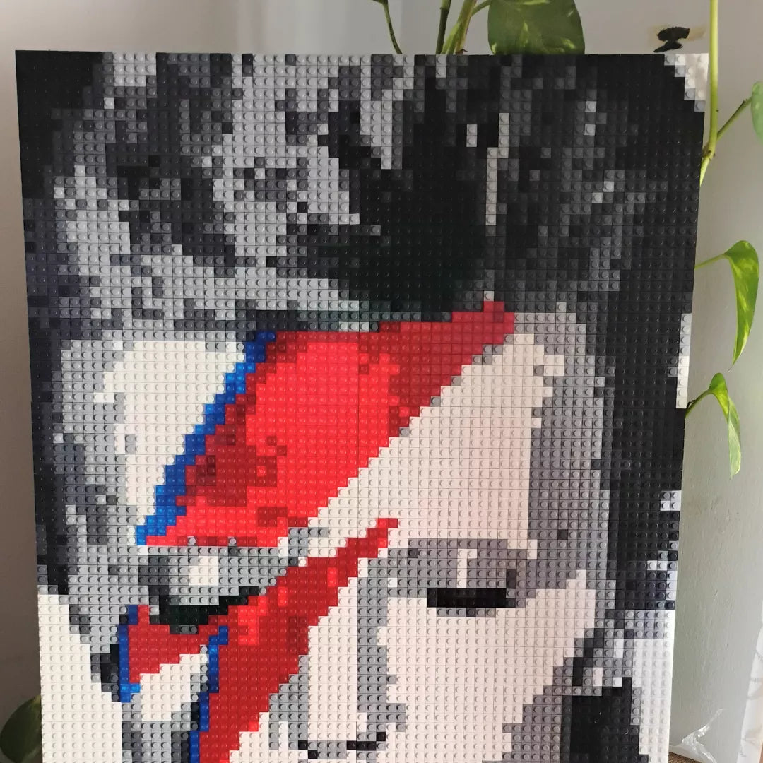 Retrato Pixel Art de David Bowie – 6800 Piezas Tipo LEGO® | Arte Pop 51x76 cm